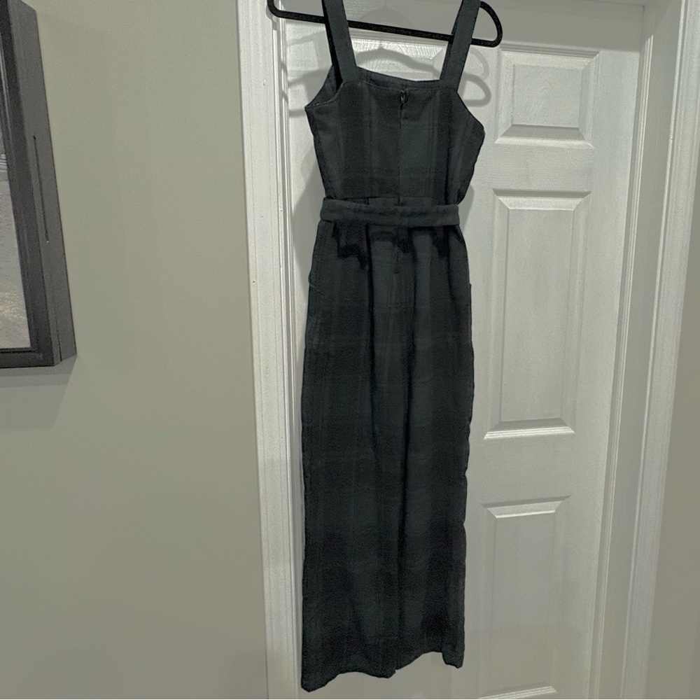 Copper Key Black and Green Plaid Jumpsuit